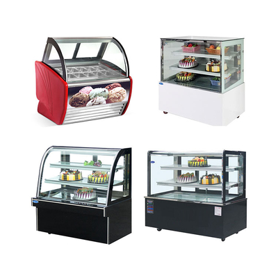 Ice Cream Showcase Display Single/Double-temperature Ice Cream Counter Display Freezer Showcase For Fridge Case Table Top Cake Showcase Fridge
