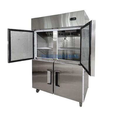 Single-temperature 304 stainless steel solid 2/4/6 door meat under counter restaurant deep chest refrigerator