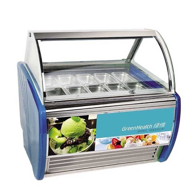 Single-Temperature 18 Pan Gelato Freezer Showcase Machine Ice Cream Display Freezer with LED Light