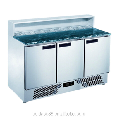 Commercial Single-Temperature Pizza Prep Counter Refrigerator With Marble Table