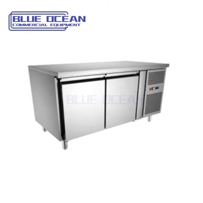 Single-Temperature Double Door Counter Fridge Freezer Stainless Steel Refrigerator