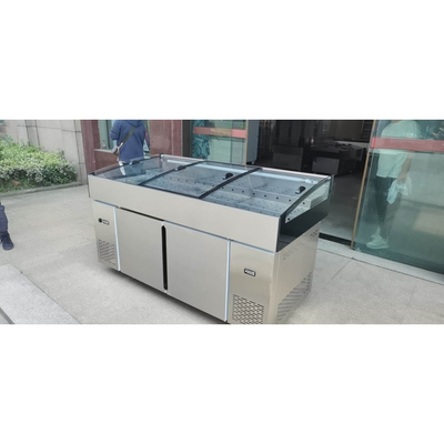 Double-temperature Double Temperature Salad Prep Counter Salad Cooling Display Showcase Salad Counter Cooling Fridge Hot Salad Fridge
