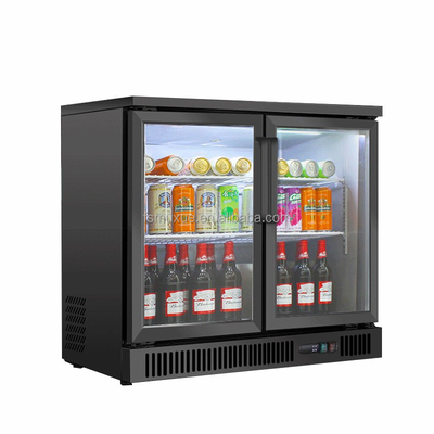 MUXUE Single-temperature Black Race Counter Beer Fridge Two Doors Glass Beer Cooler MX-BTG920F
