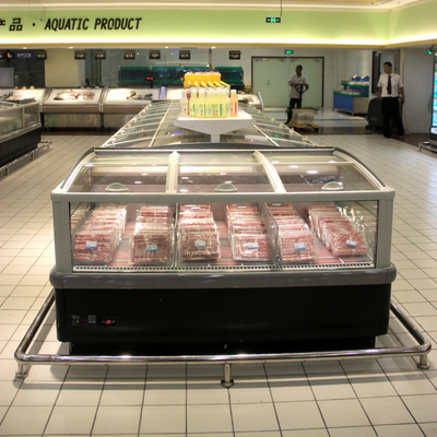 Single-Temperature Supermarket Counter Display Freezer Glass Door Double Island Freezer