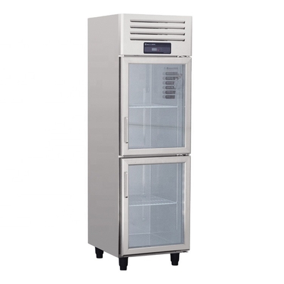 Single-temperature European Style Two Glass Door Upright Refrigerator Stainless Steel Refrigerator